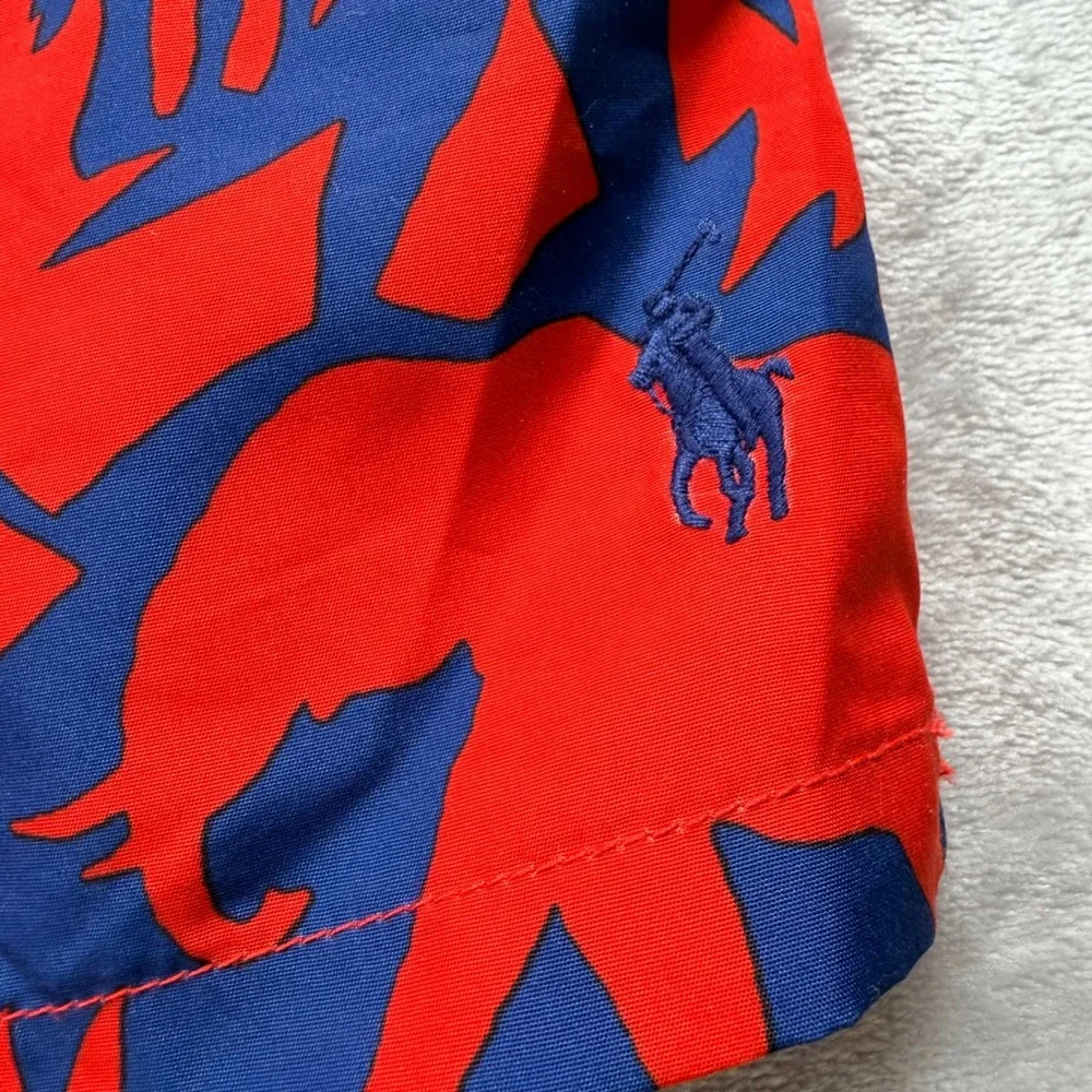 Polo Ralph Lauren Mens XL Swim Trunks Red Blue Safari Animal Silhouette Tropical